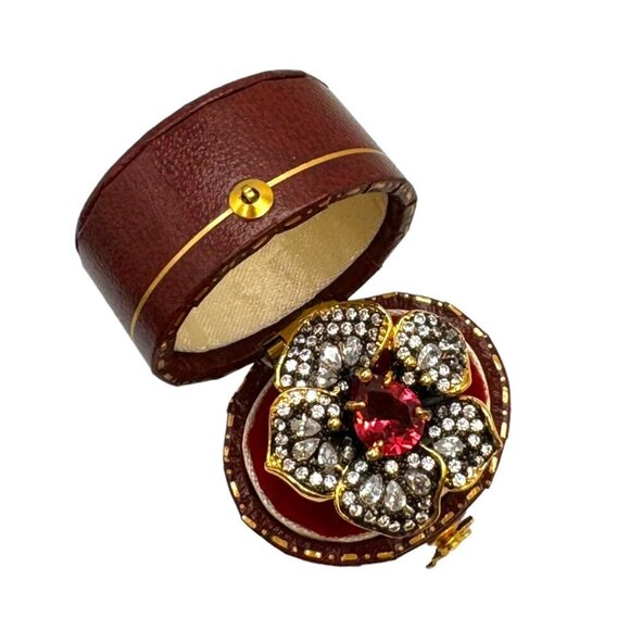 NEW Flower Cocktail Ring Sz.8 14K Black Gold Over S925 Silver Orchid Glam Fairy - Picture 8 of 13